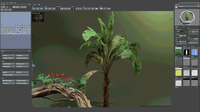 Randomize and manipulate the fronds of a leaf